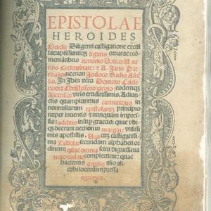 Frontespizio del volume "Epistolae Heroides Ovidii", di Ovidio, Venezia 1538