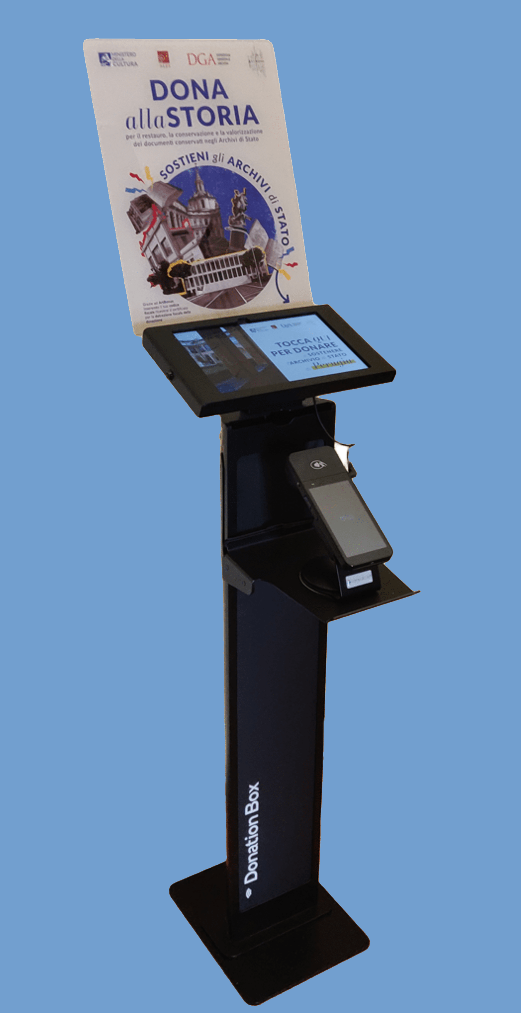 Il totem con cui fare donazioni all'Archivio di Stato di Perugia