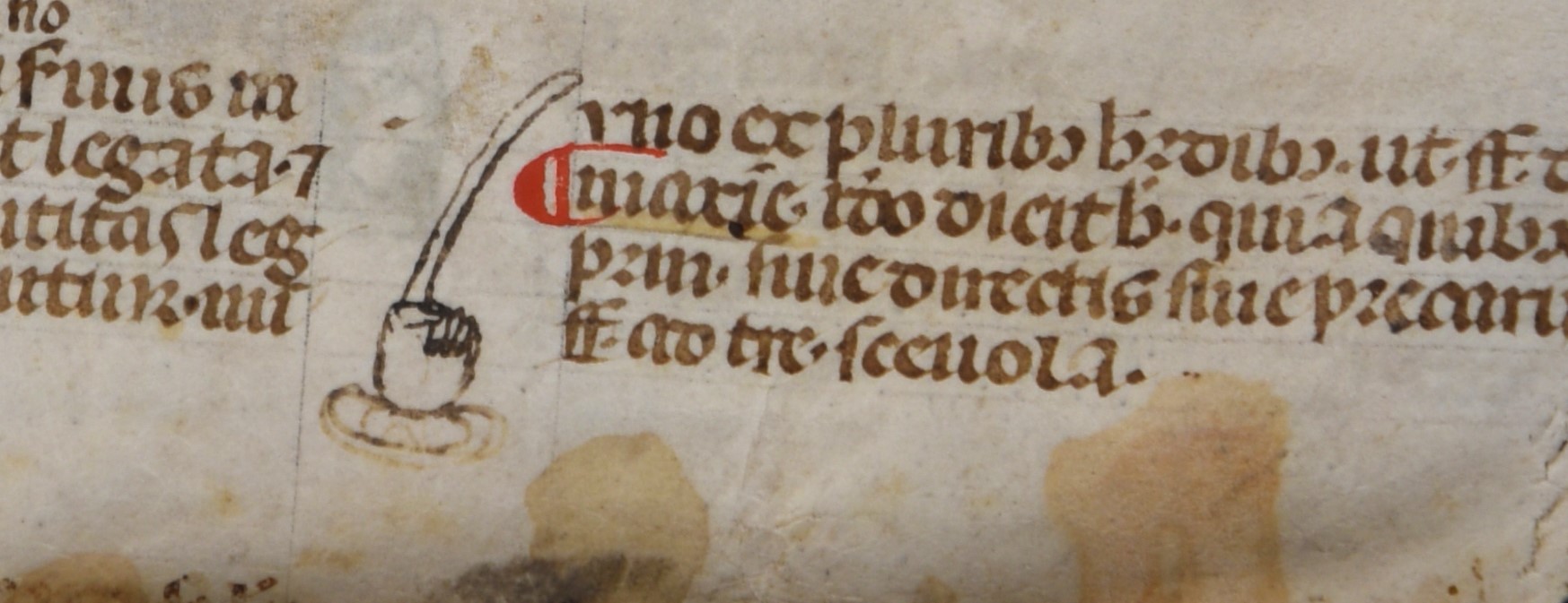 Particolare di una "manina" da un protocollo notarile (AS PG, Notai di Perugia, prot. 1466)